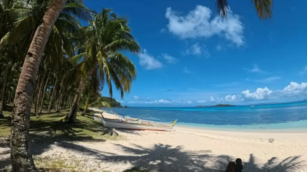 Горящий тур: что это такое, где искать и как купить выгодно — тропический пляж с пальмами и лодкой у моря